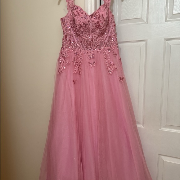 formal dress size 14 Plus Szie Sequin Evening Maxi Dress with Illusion Neckline main image 0